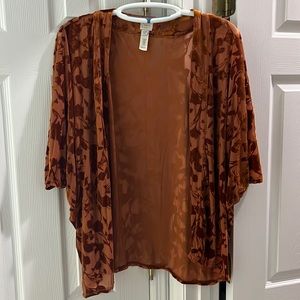 Vintage feel OSFA short sleeve velvet kimono